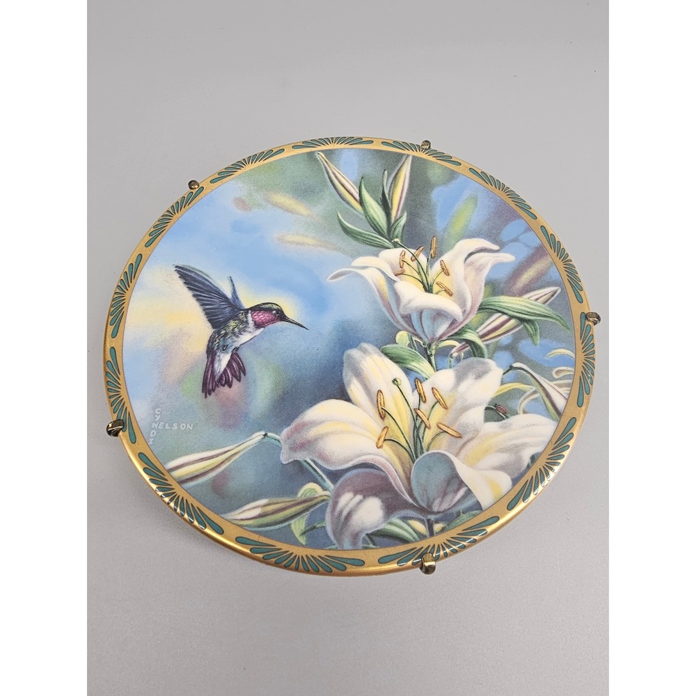 Collector Plate 6.5in Excellent Pickard Ruby-throated Hummingbird Lilies 1989